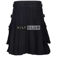 Solid Black Wool Utility Kilt