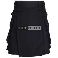 Solid Black Wool Utility Kilt