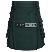 Solid Green Wool Utility Kilt