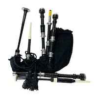 Scottish Great Highland Bagpipes Silver Black Rosewood Mounts