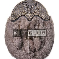Brass Stag Head Brown Rabbit Fur Sporran