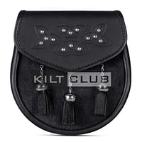 Celtic Knot Embossed Black Bovine Fur Semi Dress Sporran