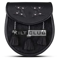 Celtic Knots Black leather Black Bovine Fur Semi Dress Sporran