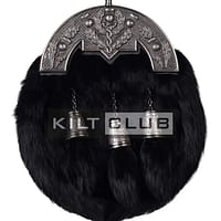 Nickle Brushed Thistle Black Rabbit Fur Full Dress Sporran