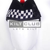 Black Wool - Dark Blue & White Diced Glengarry Hat