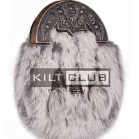 Brass Thistle Semi White Fur Sporran