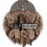 Full Dress Coyote Fur Brass Stag Head Sporran