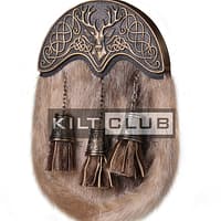 Brass Stag Head Seal Fur Sporran