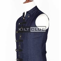 Blue Denim Victorian Style Waistcoat