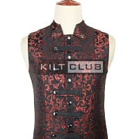 Red Brocade Victorian Style Waistcoat