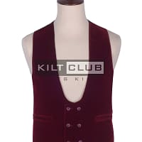 Red Vine Velvet Double Breasted Kilt Waistcoat