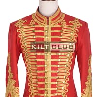 Red Wool Gold Braided Military Officer Jacket