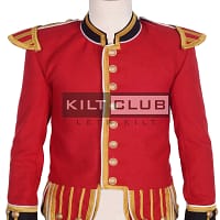 Red Wool Scottish Military Piper Jacket
