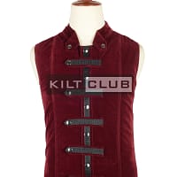 Wine Red Velvet Cyber Goth Waistcoat