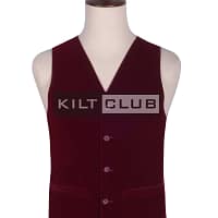 Wine Red Velvet Scottish Argyll Kilt Waistcoat