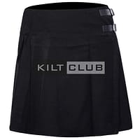 Solid Black Tartan Women Knee Length Skirt