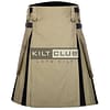 Khaki Cotton Black Tartan Hybrid Kilt
