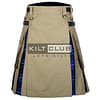Khaki Cotton Ramsay Blue Tartan Hybrid Kilt