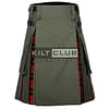 Olive Green Cotton - Wallace Tartan Hybrid Kilt
