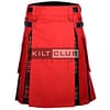 Red Cotton - Black Stewart Tartan Hybrid Kilt