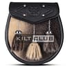 Embossed Black Leather Seal Fur Semi Dress Sporran