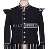 Black Wool Silver Braided Scottish Military Piper Doublet