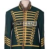 Green Wool Gold Braided Military Hussar Jacket