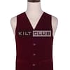 Wine Red Velvet Scottish Argyll Kilt Waistcoat