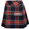 Black Stewart Tartan Women Knee Length Skirt