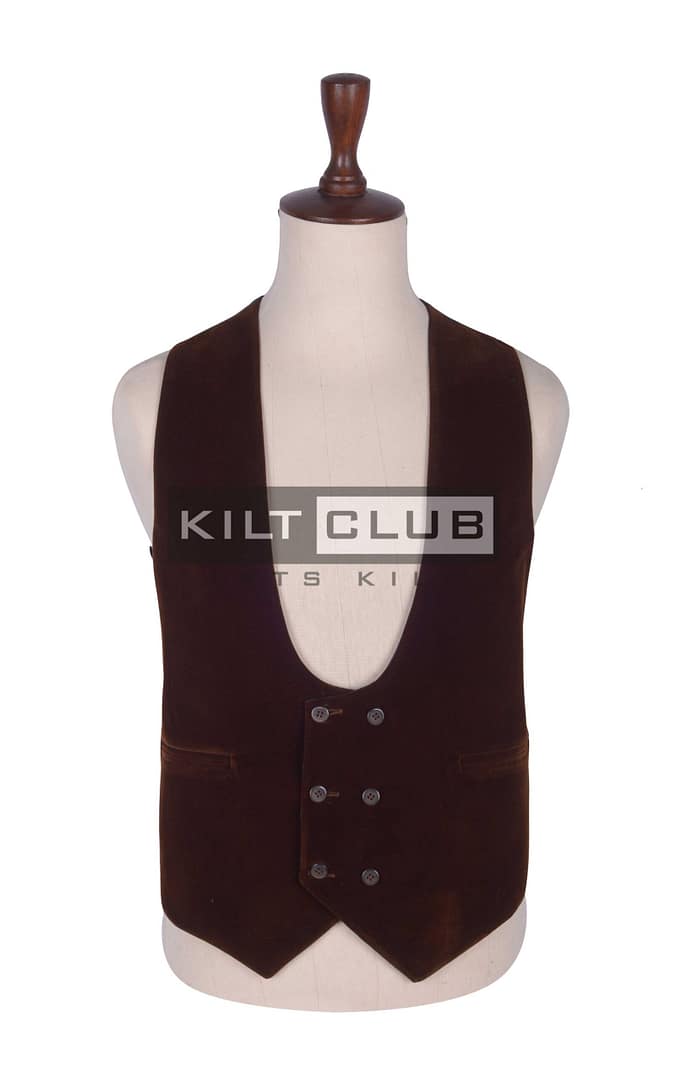 Brown Velvet Double Breasted Kilt Waistcoat