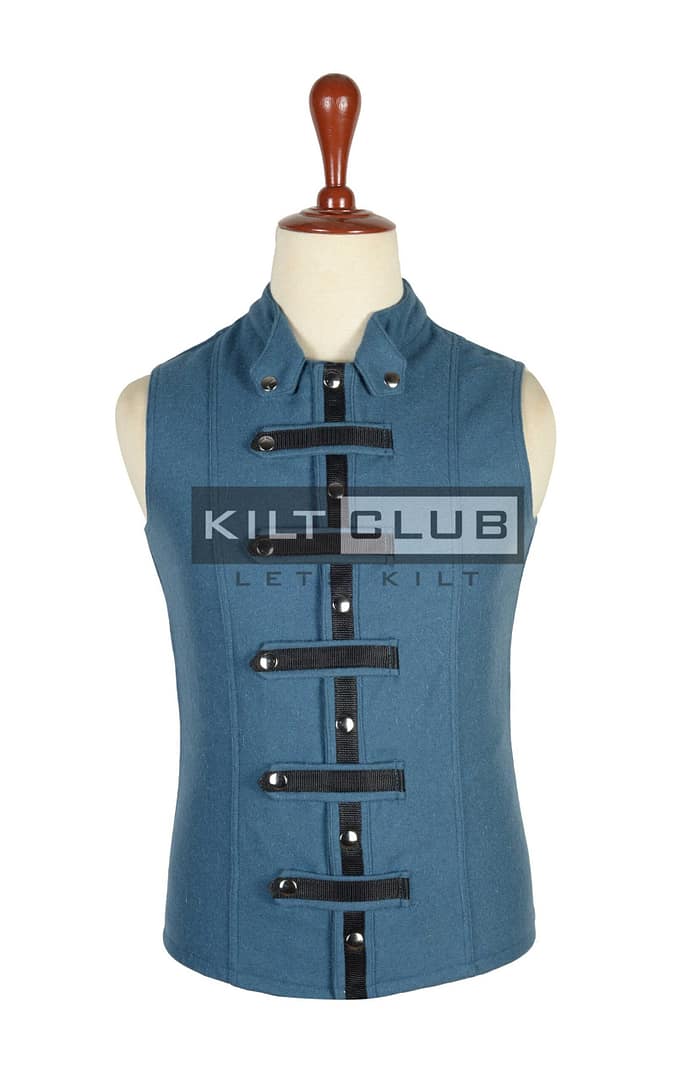 Lovat Blue Wool Victorian Style Waistcoat