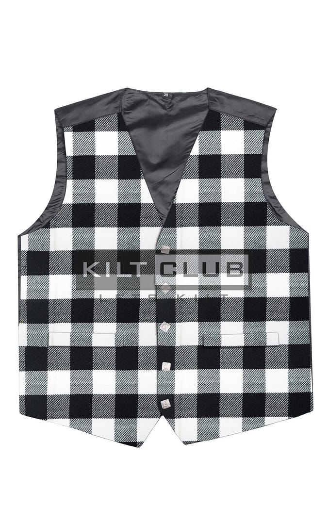 White black rob roy Tartan Waistcoat