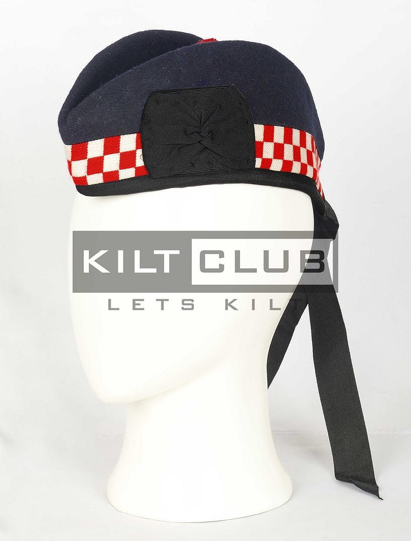 Dark Navy Blue Wool - Red & white Diced Cap