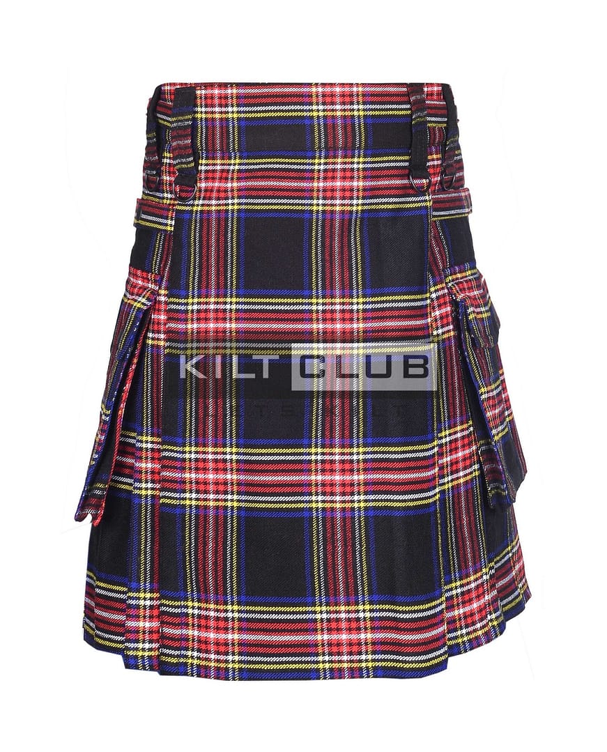Black Stewart Tartan Utility Kilt