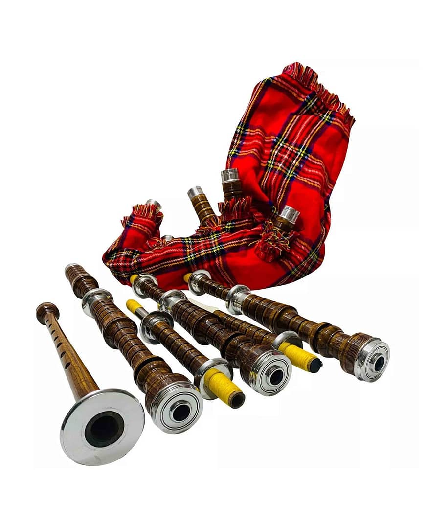 Scottish Highland Bagpipes Silver Mounts Bag