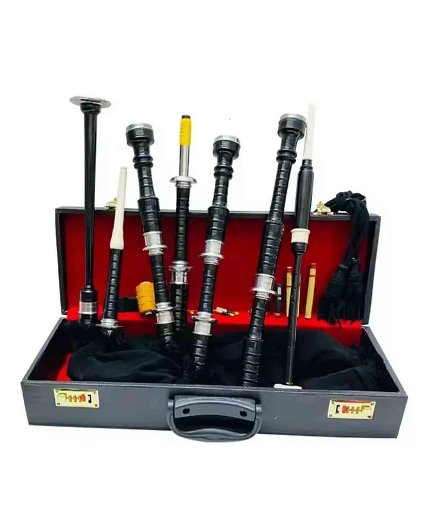 Scottish Highland Silver Mounts Rosewood Black Bagpipes