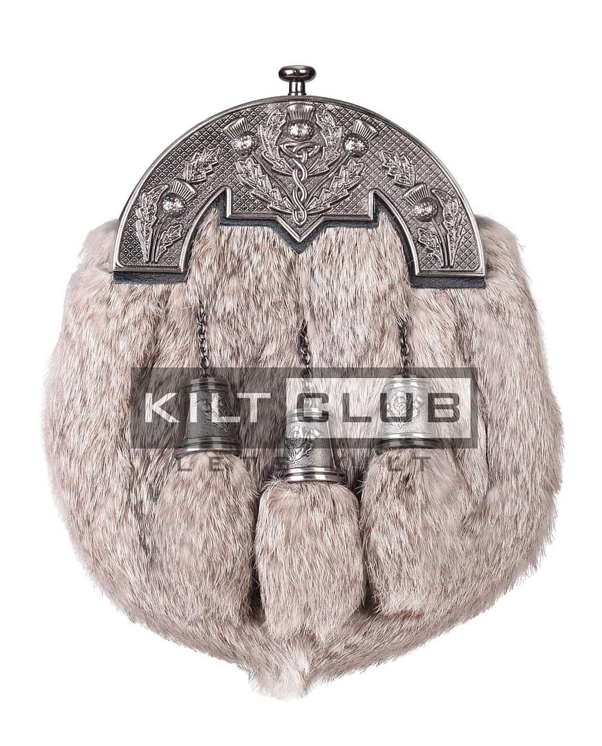 Nickle Brushed Thistle Brown Rabbit Fur Full Dress Sporran