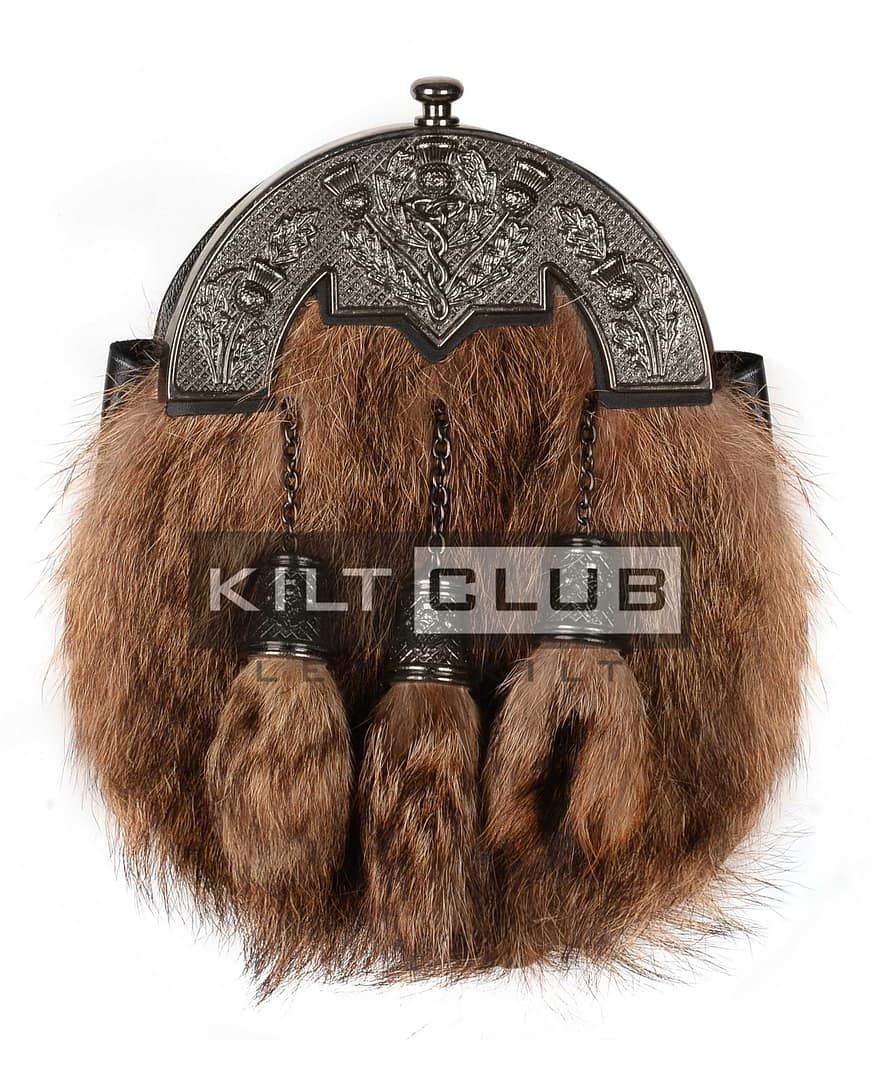 Nickle Brushed Thistle Coyote Fur Full Dress Sporran