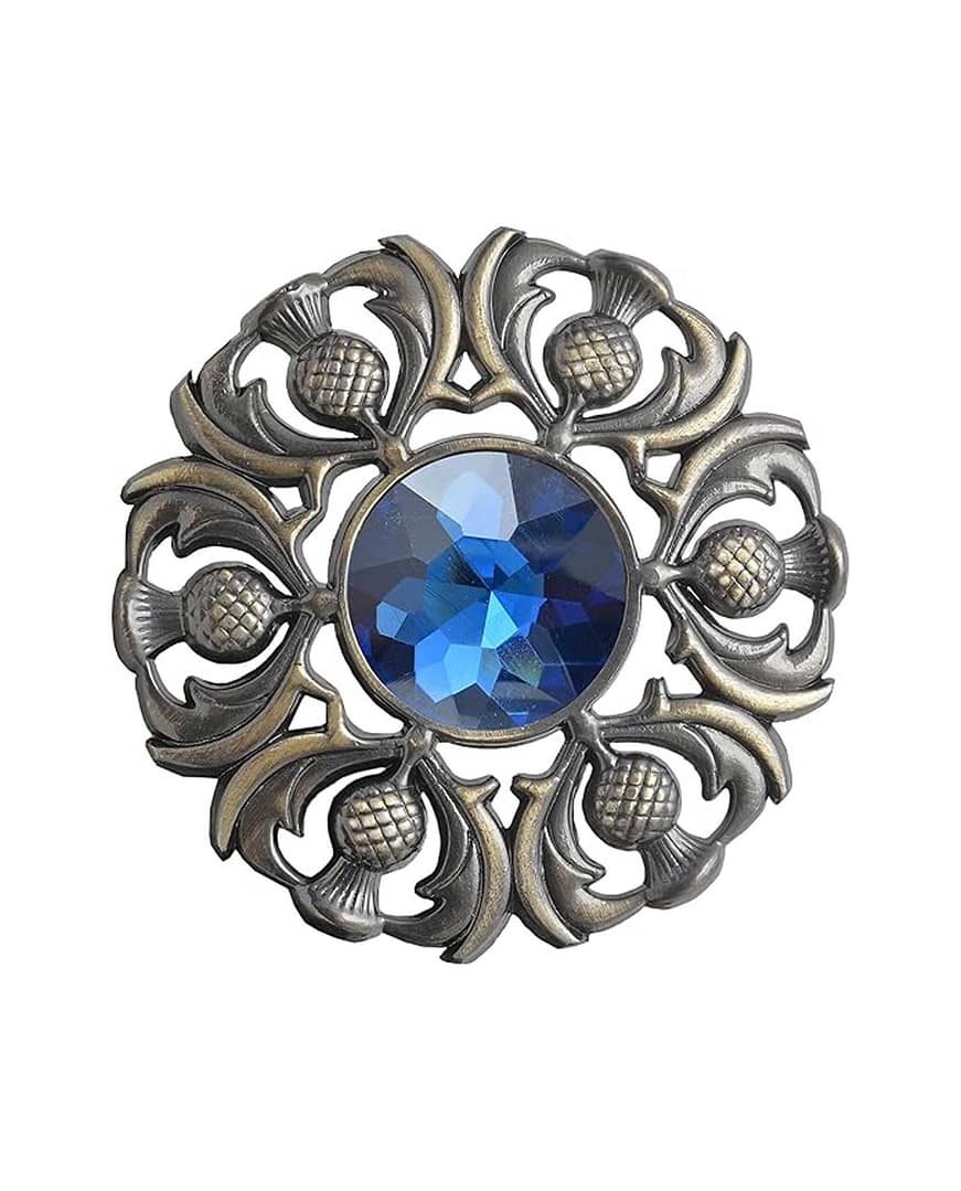 Scottish Brooch Pin Blue Antique Brass