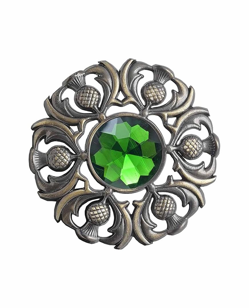 Scottish Antique Pin Green Brass