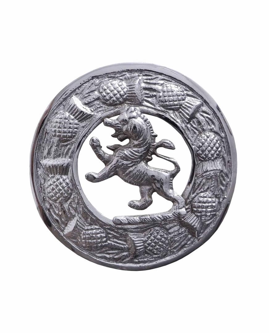 Scottish Antique Pin Lion Rampant Brooch Chrome