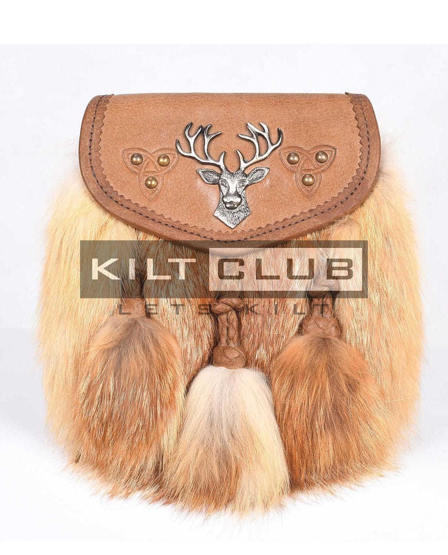 Brown Leather Stag Head Real Fur Sami Dress Sporran