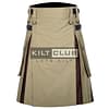 Khaki Cotton Brown Tartan Hybrid Kilt