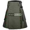 Olive Green Cotton - Tara Murphy Tartan Hybrid Kilt