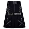 Black Cotton Leather Patchwork Gothic Kilt