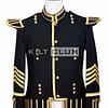 Black Wool Gold Braided Scottish Military Bagpiper Jacket
