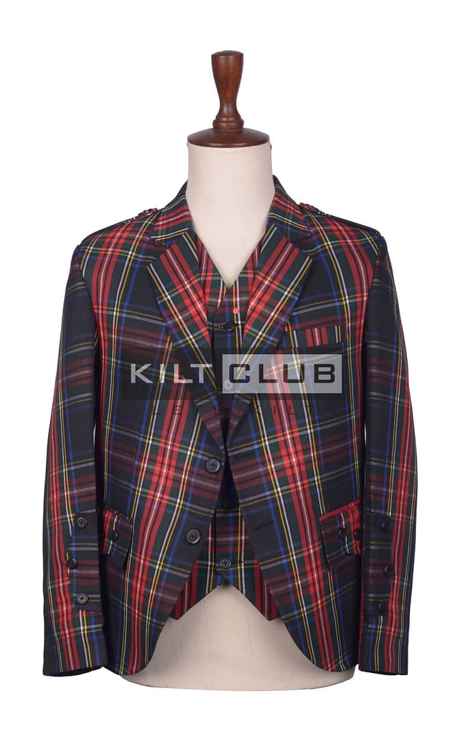 Black Stewart Tartan Scottish Jacket