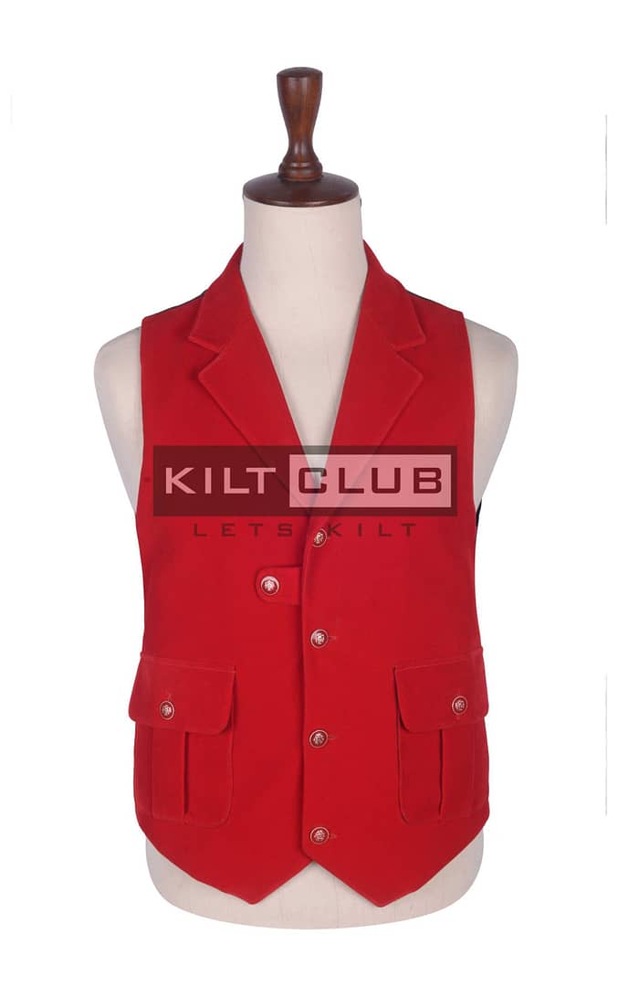 Red Velvet Waistcoat For Men