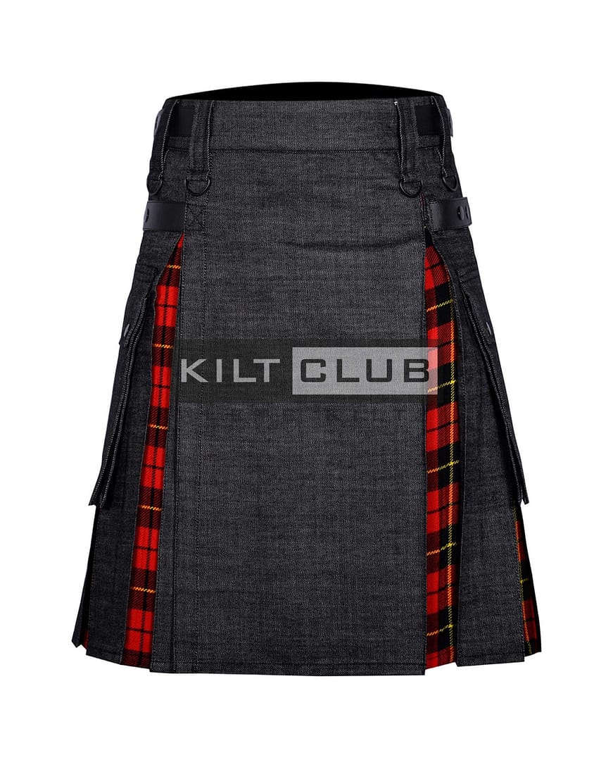 Black Denim Scottish Rose Hybrid Kilt