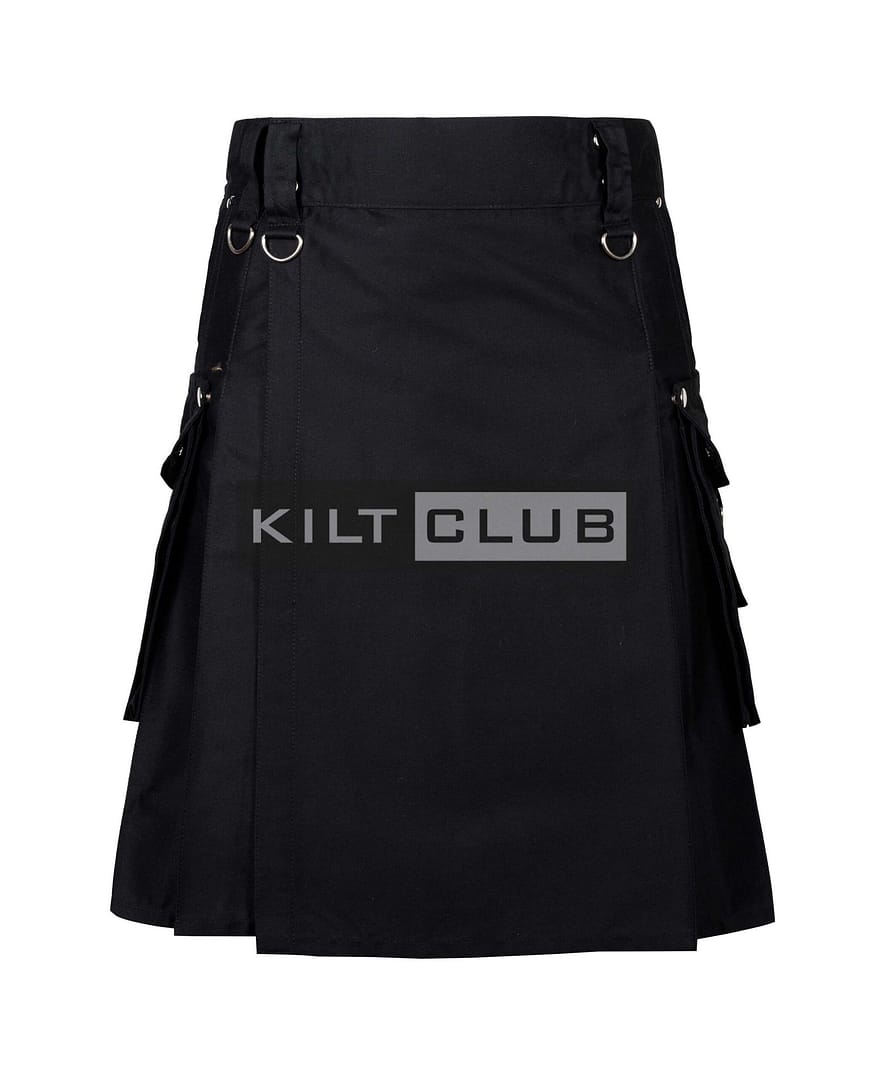 Black Cotton Gothic Utility Kilt